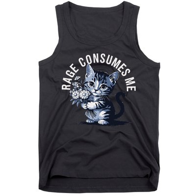Rage Consumes Me Funny Cat Meme Tank Top