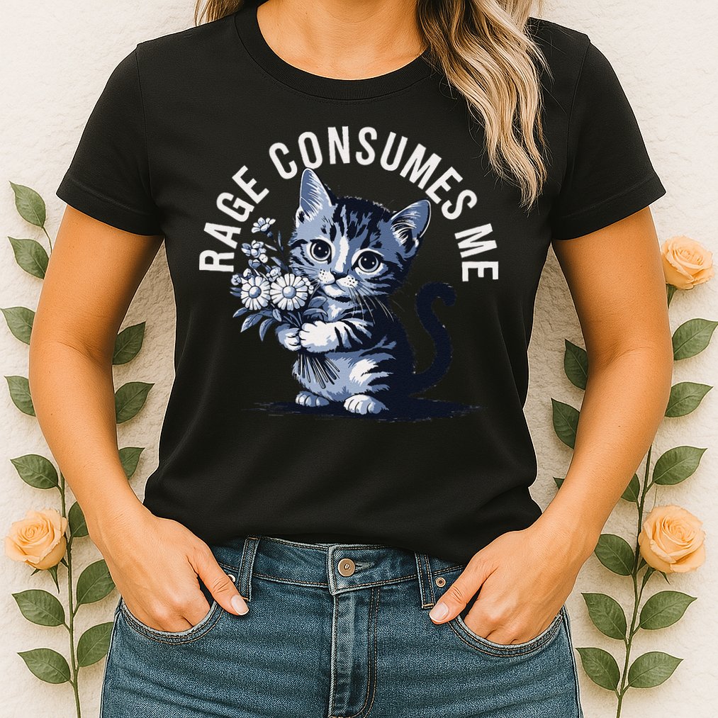 Rage Consumes Me Funny Cat Meme Womens T-Shirt