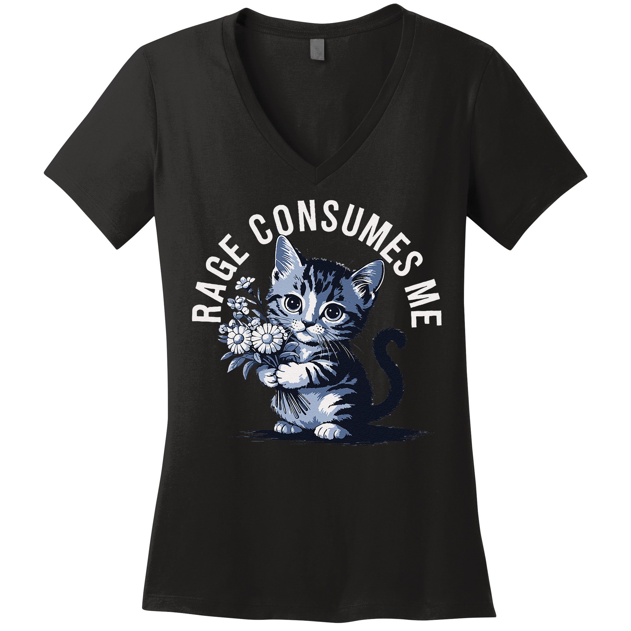 Rage Consumes Me Funny Cat Meme Women's V-Neck T-Shirt