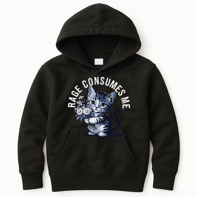 Rage Consumes Me Funny Cat Meme Kids Hoodie