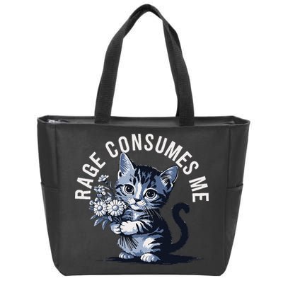 Rage Consumes Me Funny Cat Meme Zip Tote Bag