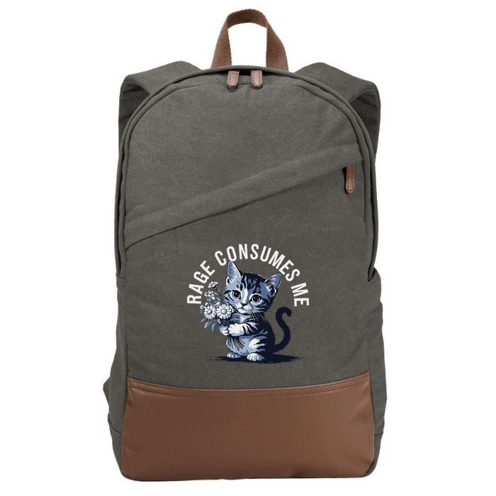 Rage Consumes Me Funny Cat Meme Cotton Canvas Backpack