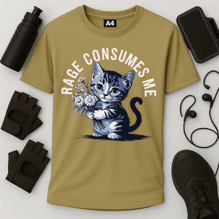 Rage Consumes Me Funny Cat Meme Cooling Performance Crew T-Shirt