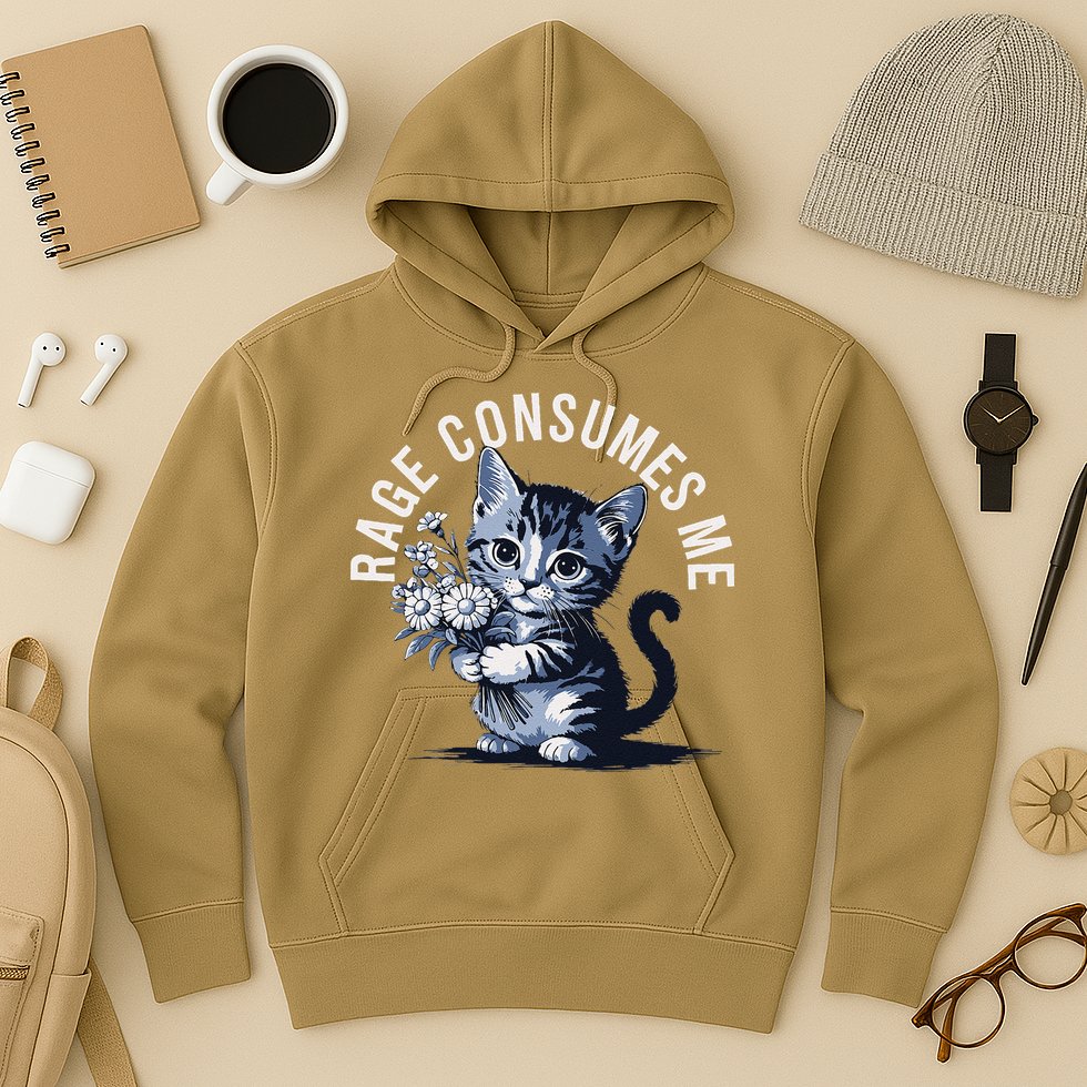 Rage Consumes Me Funny Cat Meme Hoodie