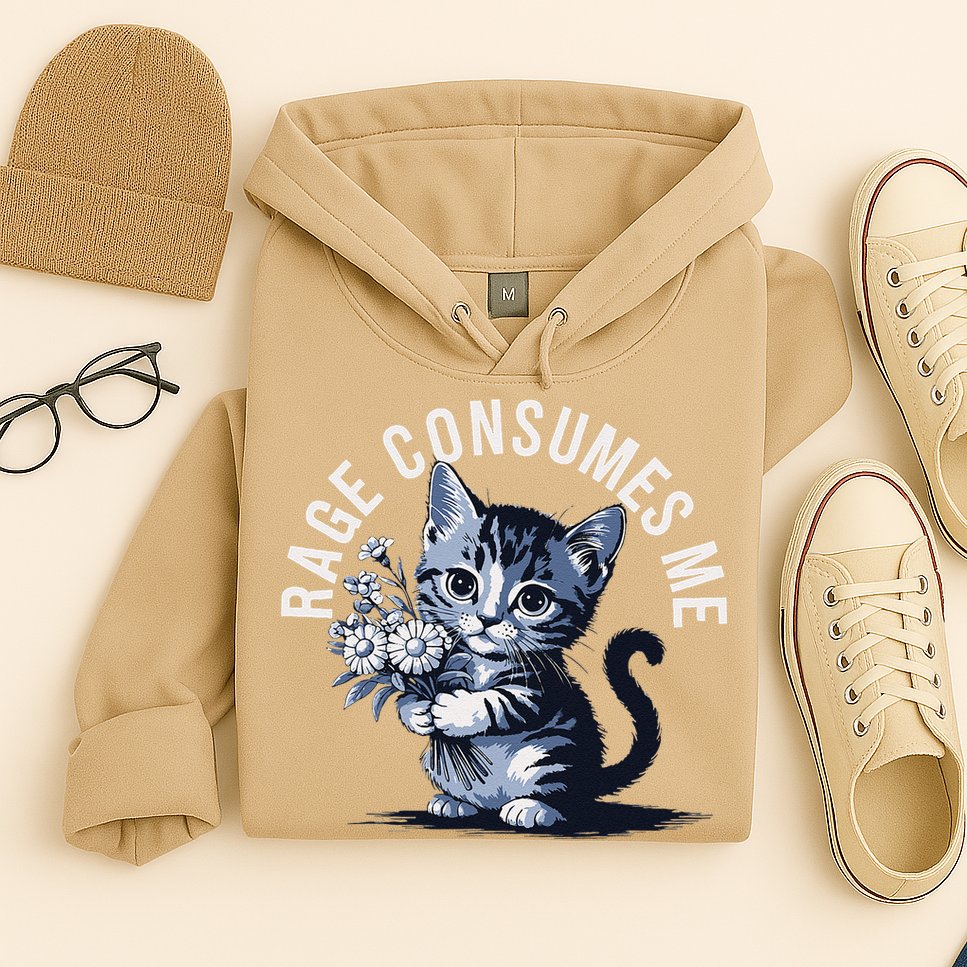 Rage Consumes Me Funny Cat Meme Hoodie