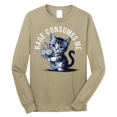 Rage Consumes Me Funny Cat Meme Long Sleeve Shirt