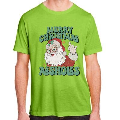 Retro Cute Merry Christmas Assholes Funny Santa Xmas Pajamas Adult ChromaSoft Performance T-Shirt