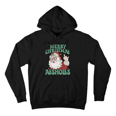 Retro Cute Merry Christmas Assholes Funny Santa Xmas Pajamas Hoodie