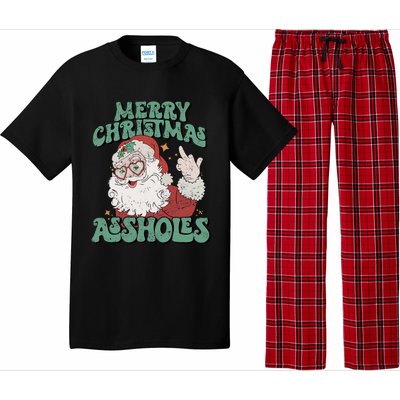 Retro Cute Merry Christmas Assholes Funny Santa Xmas Pajamas Pajama Set