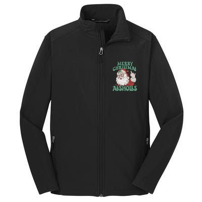 Retro Cute Merry Christmas Assholes Funny Santa Xmas Pajamas Core Soft Shell Jacket