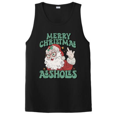 Retro Cute Merry Christmas Assholes Funny Santa Xmas Pajamas PosiCharge Competitor Tank