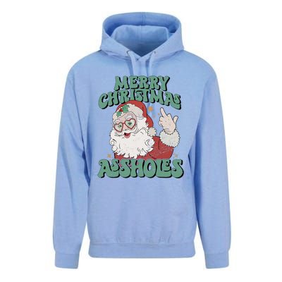 Retro Cute Merry Christmas Assholes Funny Santa Xmas Pajamas Unisex Surf Hoodie