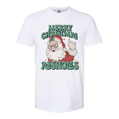 Retro Cute Merry Christmas Assholes Funny Santa Xmas Pajamas Softstyle CVC T-Shirt