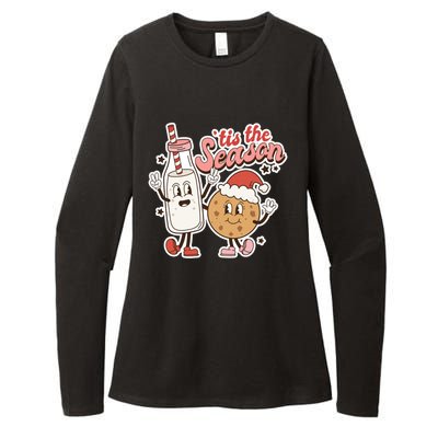 Retro Christmas Milk And Cookies For Santa Vintage Holiday Funny Gift Womens CVC Long Sleeve Shirt