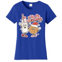 Retro Christmas Milk And Cookies For Santa Vintage Holiday Funny Gift Women's T-Shirt