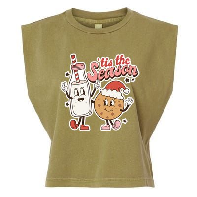 Retro Christmas Milk And Cookies For Santa Vintage Holiday Funny Gift Garment-Dyed Women's Muscle Tee