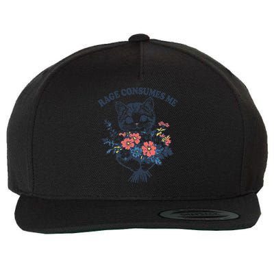 Rage Consumes Me Cat Flower Cute Kitty Cat Meme 1 Wool Snapback Cap