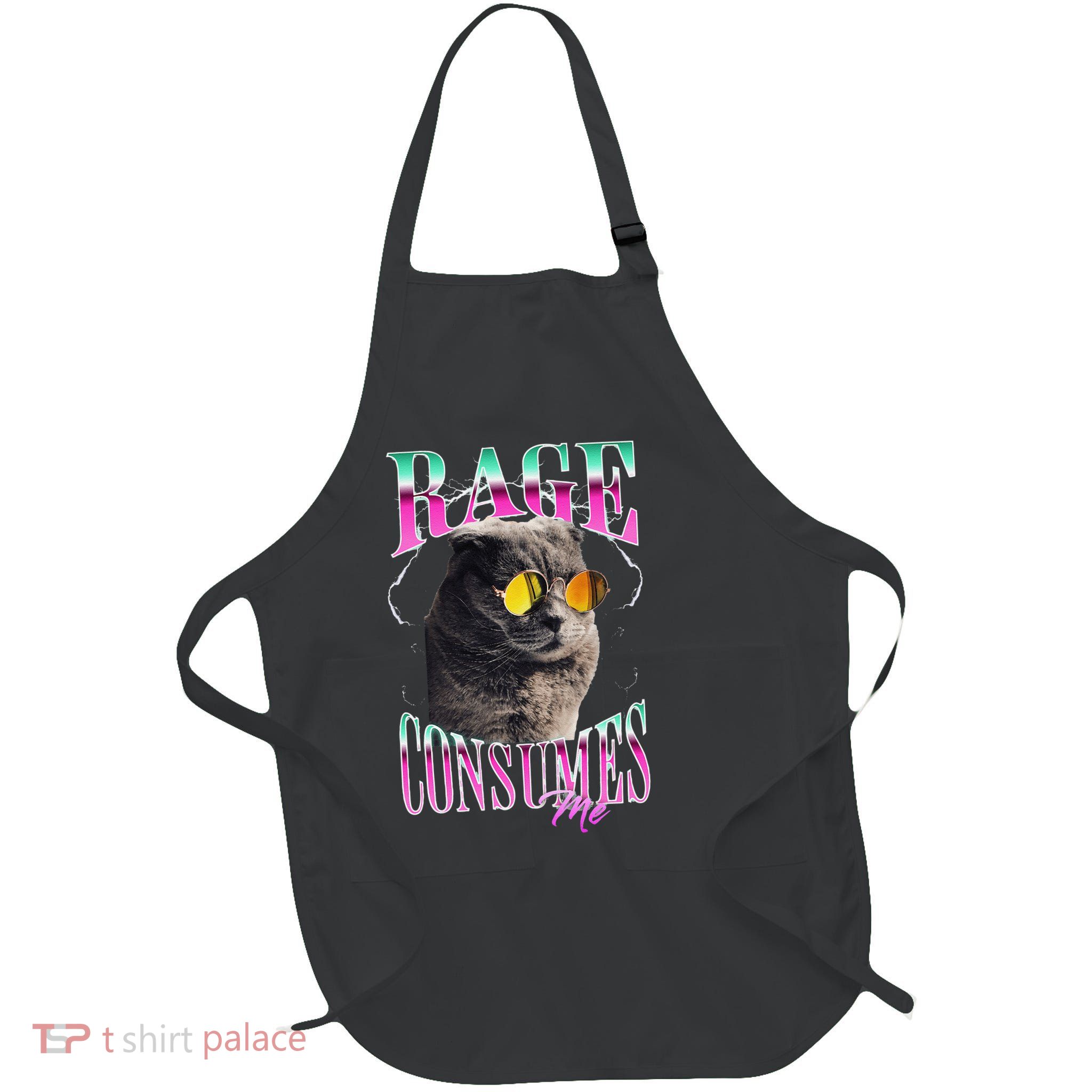 Rage Consumes Me Funny Cat Kitten Bootleg Full-Length Apron With Pockets
