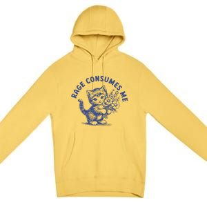 Rage Consumes Me Cat Flower Premium Pullover Hoodie