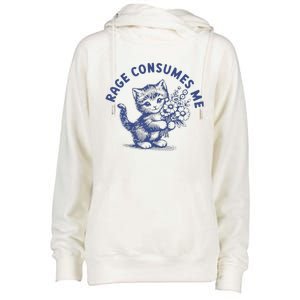 Rage Consumes Me Cat Flower Womens Funnel Neck Pullover Hood