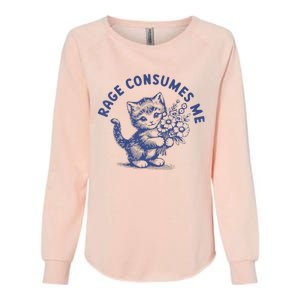 Rage Consumes Me Cat Flower Womens California Wash Sweatshirt