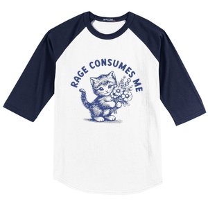 Rage Consumes Me Cat Flower Baseball Sleeve Shirt