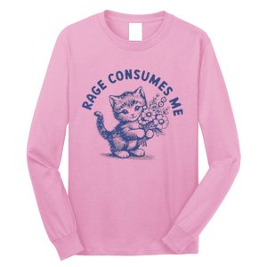 Rage Consumes Me Cat Flower Long Sleeve Shirt