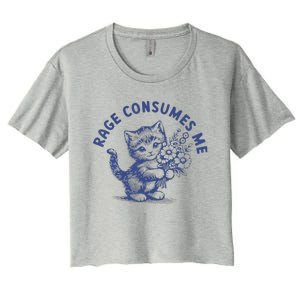 Rage Consumes Me Cat Flower Women's Crop Top Tee