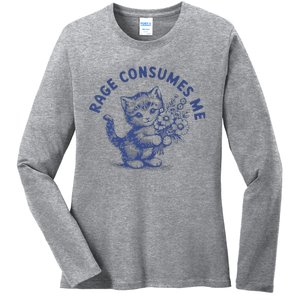 Rage Consumes Me Cat Flower Ladies Long Sleeve Shirt