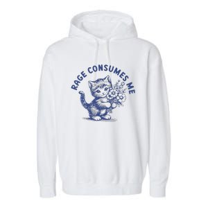 Rage Consumes Me Cat Flower Garment-Dyed Fleece Hoodie