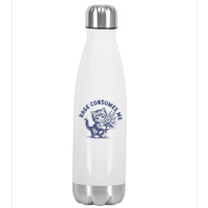 Rage Consumes Me Cat Flower Stainless Steel Insulated Water Bottle