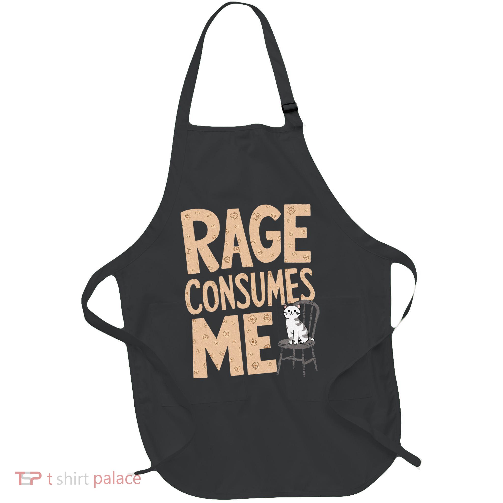 Rage Consumes Me Funny Cat Meme Full-Length Apron With Pockets
