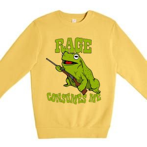 Rage Consumes Me Meme Oddly Specific Memes Funny Memes Frog Premium Crewneck Sweatshirt