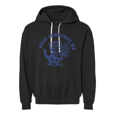 Rage Consumes Me Cat Flower Cute Kitty Cat Meme Garment-Dyed Fleece Hoodie
