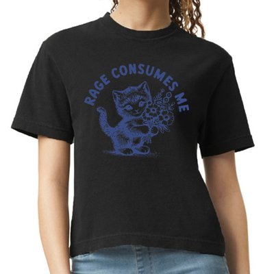 Rage Consumes Me Cat Flower Cute Kitty Cat Meme Comfort Colors Boxy T-Shirt