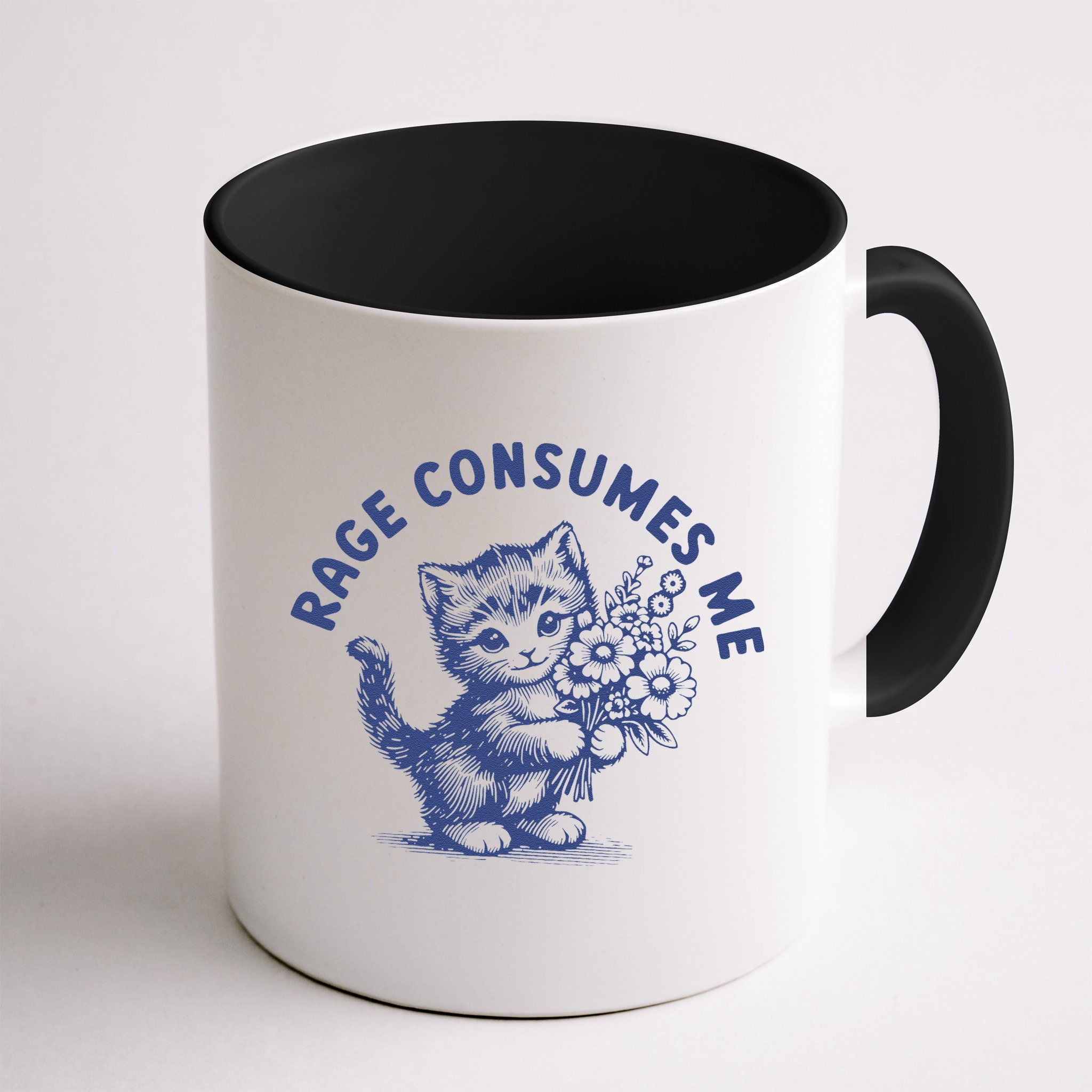 Rage Consumes Me Cat Flower Cute Kitty Cat Meme Mug