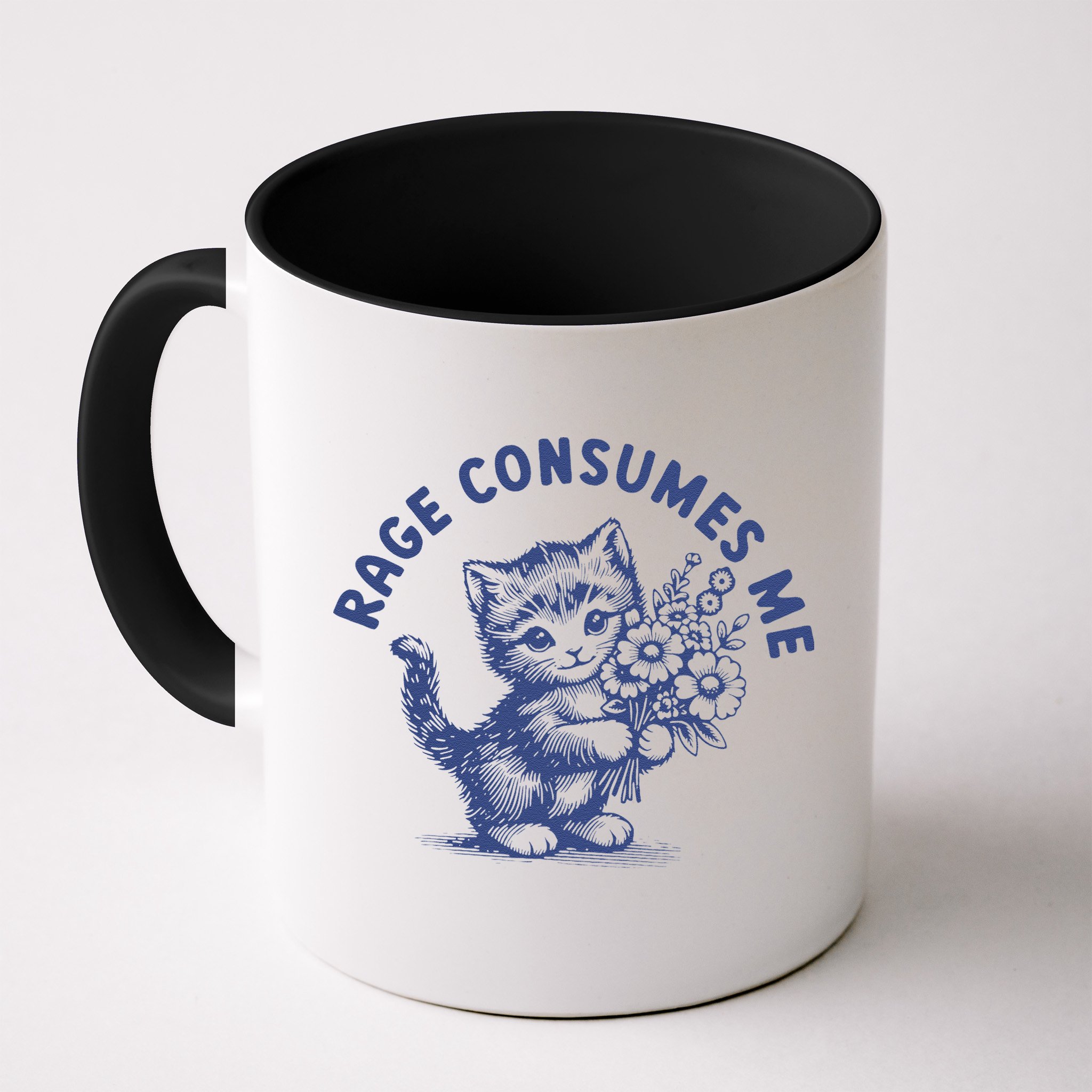 Rage Consumes Me Cat Flower Cute Kitty Cat Meme Mug