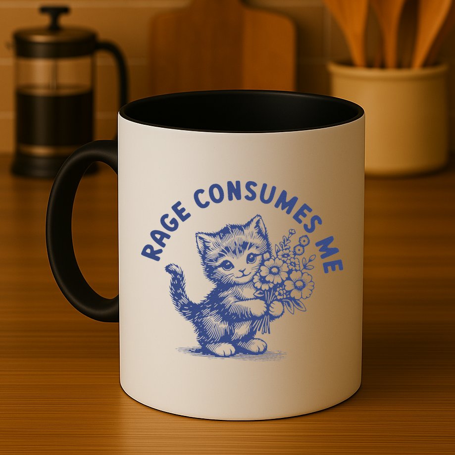 Rage Consumes Me Cat Flower Cute Kitty Cat Meme Mug