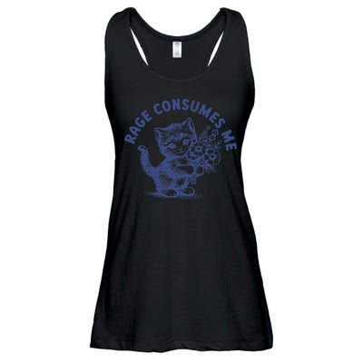 Rage Consumes Me Cat Flower Cute Kitty Cat Meme Ladies Essential Flowy Tank