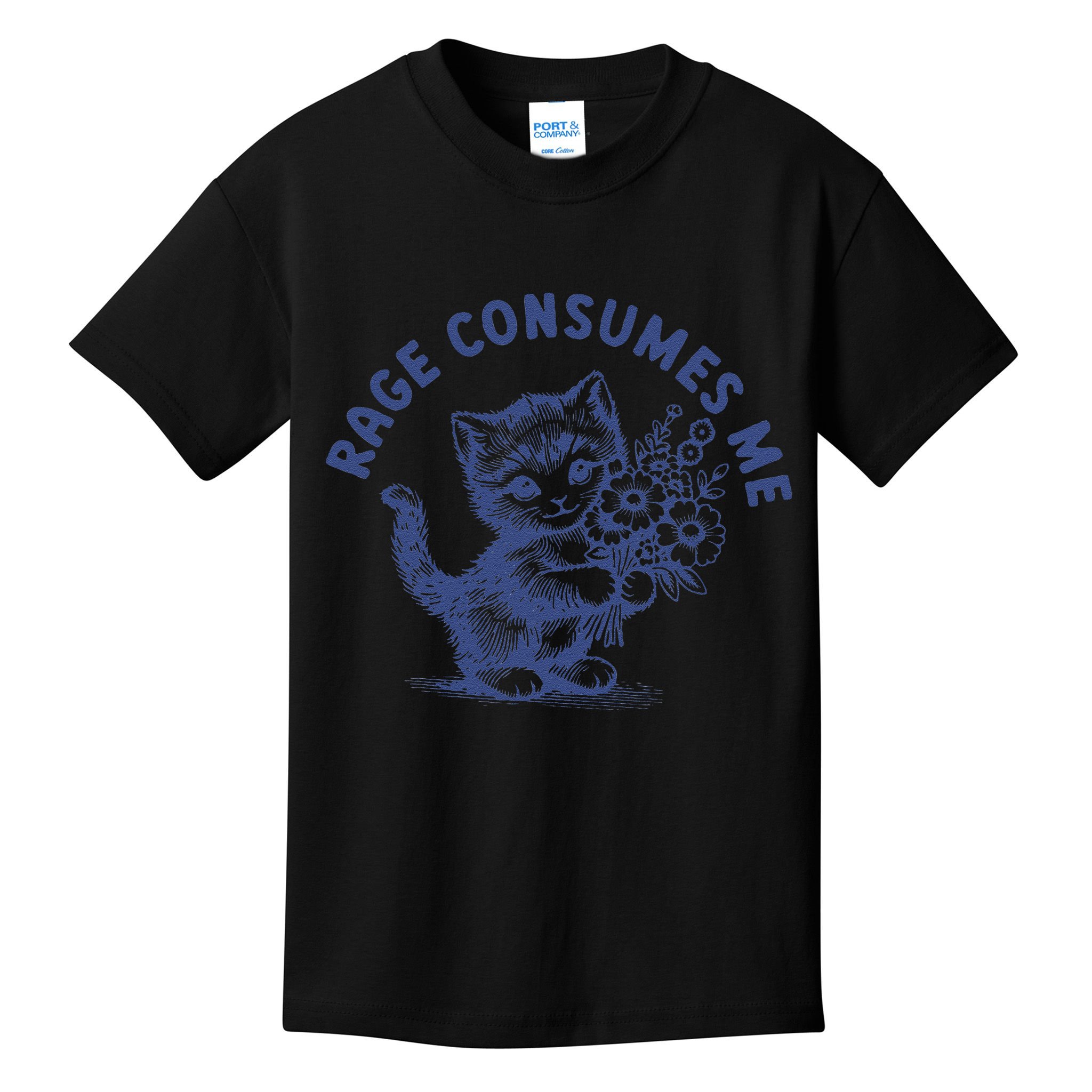 Rage Consumes Me Cat Flower Cute Kitty Cat Meme Kids T-Shirt