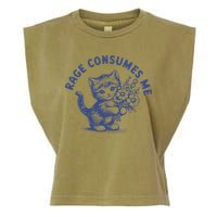 Rage Consumes Me Cat Flower Cute Kitty Cat Meme Garment-Dyed Women's Muscle Tee