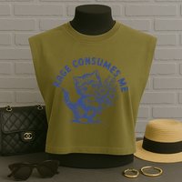 Rage Consumes Me Cat Flower Cute Kitty Cat Meme Garment-Dyed Women's Muscle Tee