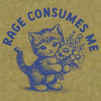 Rage Consumes Me Cat Flower Cute Kitty Cat Meme Garment-Dyed Women's Muscle Tee