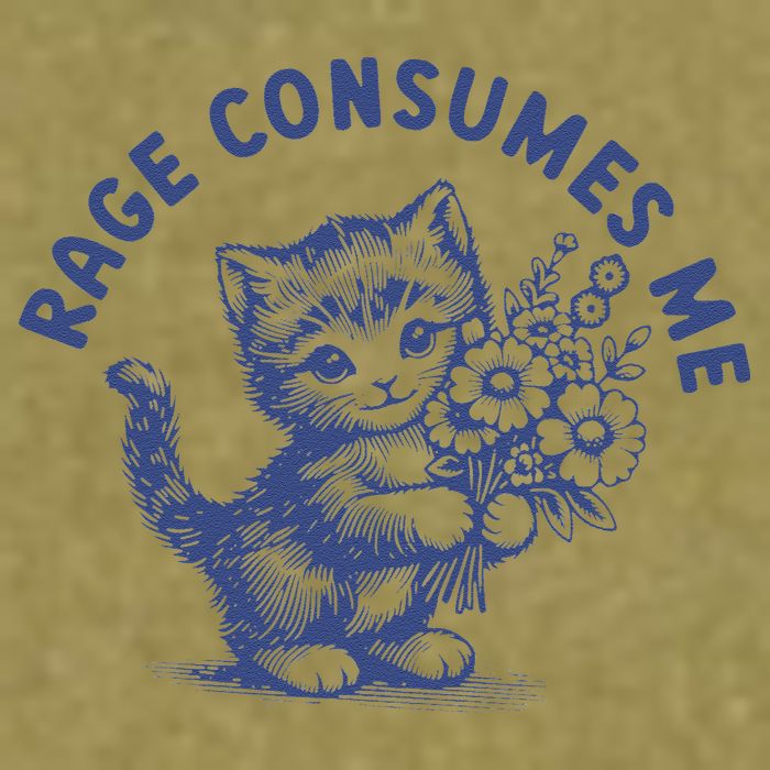 Rage Consumes Me Cat Flower Cute Kitty Cat Meme Garment-Dyed Women's Muscle Tee