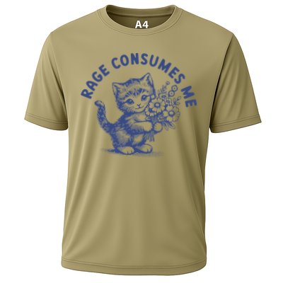 Rage Consumes Me Cat Flower Cute Kitty Cat Meme Performance Shirt