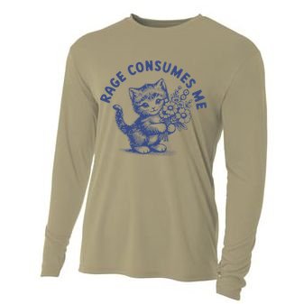 Rage Consumes Me Cat Flower Cute Kitty Cat Meme Cooling Performance Long Sleeve Crew