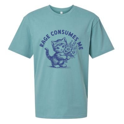 Rage Consumes Me Cat Flower Cute Kitty Cat Meme Sueded Cloud Jersey T-Shirt