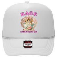 Rage Consumes Me Funny Kitten Cat Mental Health Meme Retro High Crown Mesh Back Trucker Hat