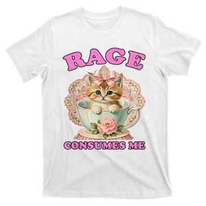 Rage Consumes Me Funny Kitten Cat Mental Health Meme Retro T-Shirt