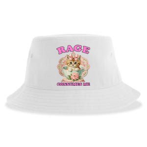 Rage Consumes Me Funny Kitten Cat Mental Health Meme Retro Sustainable Bucket Hat